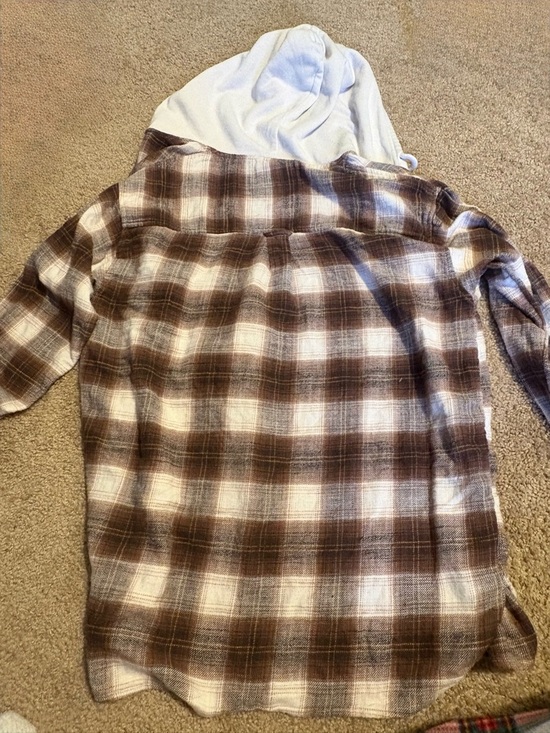 American Eagle Outfitters Brown Plaid Button-Down Shirt - Picture 2 of 3